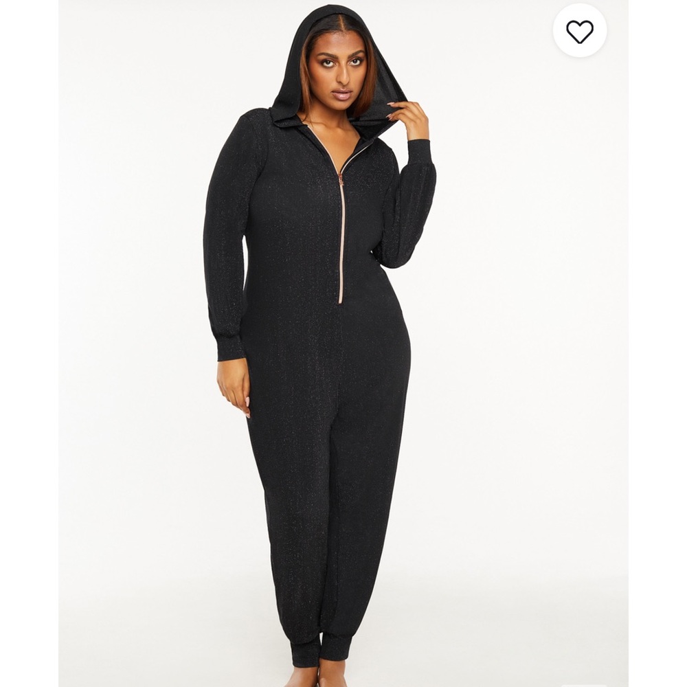 Savage Fenty Hooded Onesie Black Shimmer Sz L